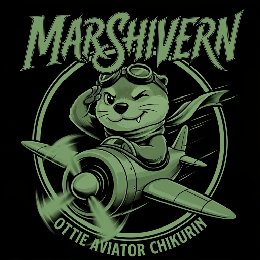 OTTIE AVIATOR CHIKURINのロゴと、飛行機を操縦するオッティーのグラフィック